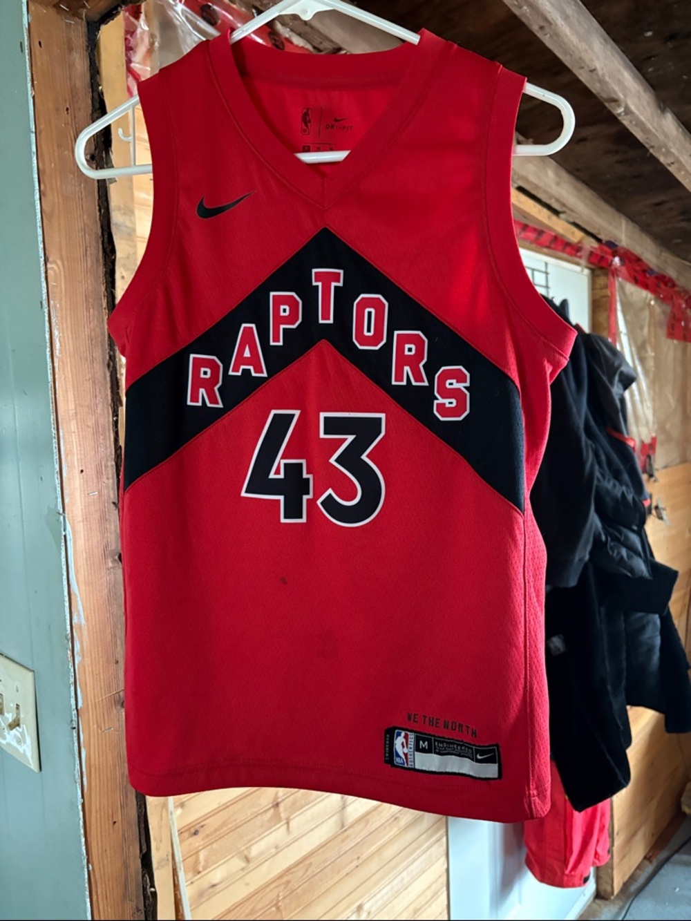 Nike Red Toronto Raptors #43 Swingman Jersey with Black Chevron